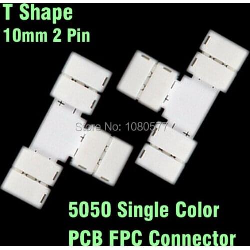 20pcs/lot 10mm 2pin 5050 led Strip connector T shape For Direction Change, PCB FPC Connector For SMD5050 Light Strips Connecting