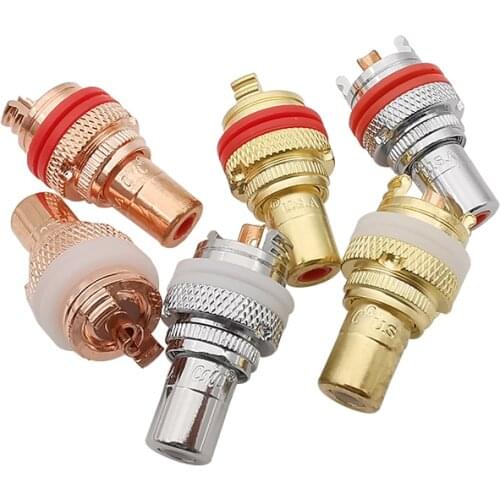 HiFi RCA Audio Connector Female Socket Chassis CMC Connectors Rhodium Plated Copper Jack Plugs