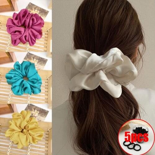 New Style Super Large Hair Circle Smooth Satin Solid Color Large Hair Rope Ladies Rubber Band