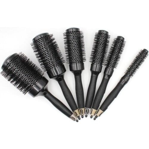Professional 6pcs Diferent size Anti-static hair comb Roller Comb Scalp Massager Aluminum Tube Round Barrel Curl Hair Comb