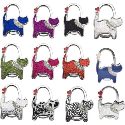 50pcs Table Cat Foldable Purse Bag Rhinestone Hanger Handbag Hook Holder Multicolor Birthday Christmas Gift Party Favor ZA5219
