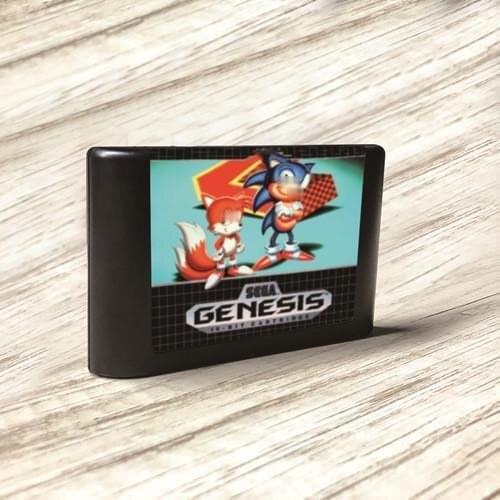 Soniced & Knuckles + Soniced Game the Hedgehog 2 (2-IN-1) - USA Label MD Card for Sega Genesis Megadrive Video Game Console