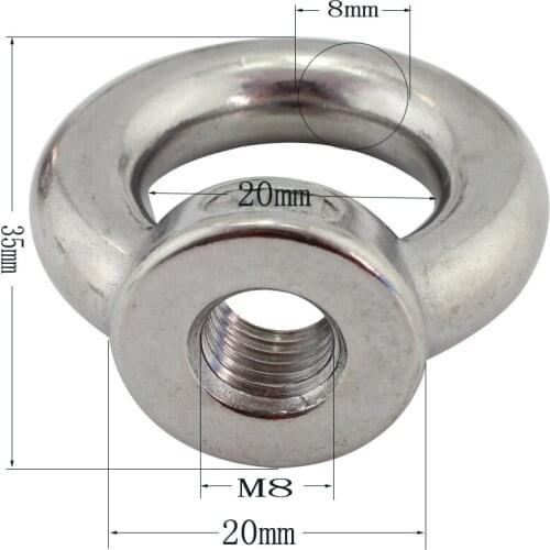 Stainless Marine Heavy Duty Lifting Eye Nut Marine Lifting DIN582 Eye Ring Nut Fastener Wire Rope Cable Screw Loop Hole 5pcs M8