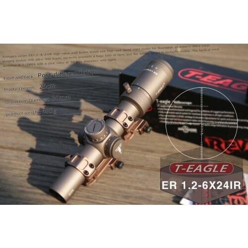 T-eagle ER 1.2-6X24 IR HK AluminumTactical Optic Sight Riflescope Red Green Sniper Airsoft Air Guns With Mounts For Hunting