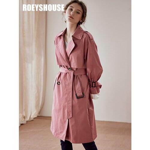 Intellectual British windbreaker new intellectual workplace slim fit lace up simple ol medium length coat