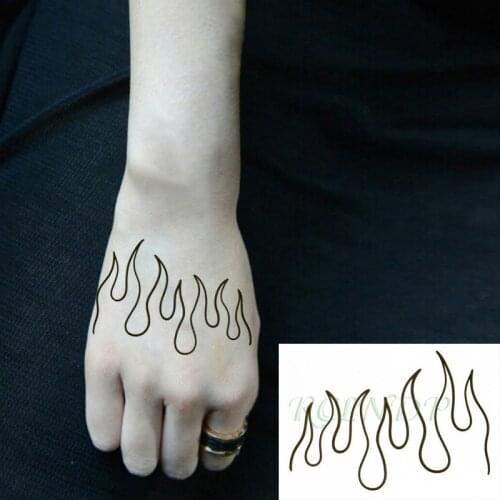Waterproof Temporary Tattoo Sticker Flame Pattern Line Drawing Fire Element Fake Tatto Flash Tatoo Small Art for Kids Men Women
