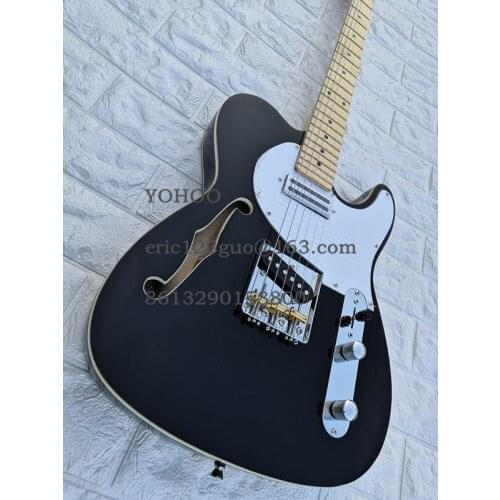 Top quality F hole Semi-hollow Body Black telr White Pickguard Maple fretboard Chrome Hardwares,customized!PayPal available!T-07