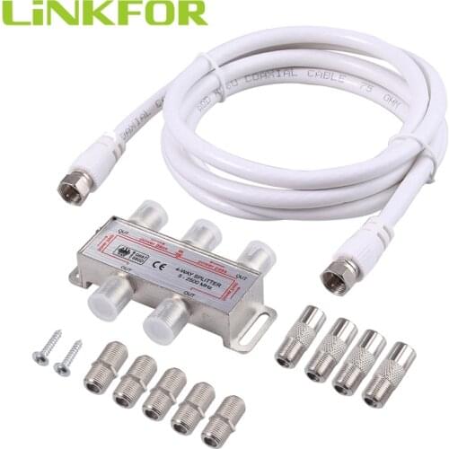 LiNKFOR High Quality TV Splitter 4 Way Satellite/Antenna/Cable Distributor 5-2400MHz F Type Wholesale