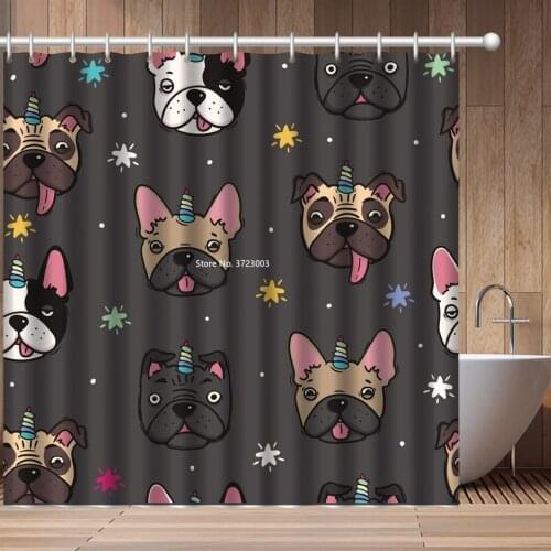Cartoon Color Pet Dog Digital Print Shower Curtain 3D Childrens Bathroom Decoration Polyester Waterproof Shower Curtain