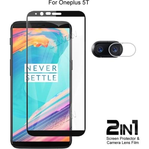 For OnePlus 5T Front Screen Protector Protective Tempered Glass & Camera Lens Film