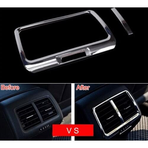 1pc ABS Chrome Car Rear Back Armrest Air Vent Outlet Cover Trim Frame Deocration Moulding For Volkswagen Golf 7 MK7 2014 2015
