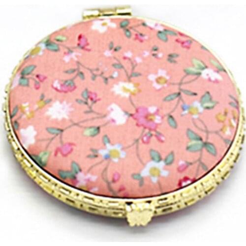 1Pc 1Pc Mini Round Pocket Folding Makeup Mirror Vintage Double Sides Floral Printed Chinese Style Compact Cosmetic Tool Portable