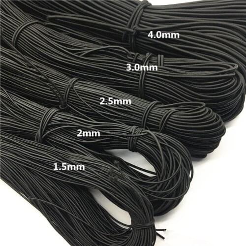 2M/bag Black Multi Size 1/1.5/2/2.5/3/4/5mm Round Elastic Band Mask Elastic Rope Rubber Band Elastic Line DIY Sewing Accessories