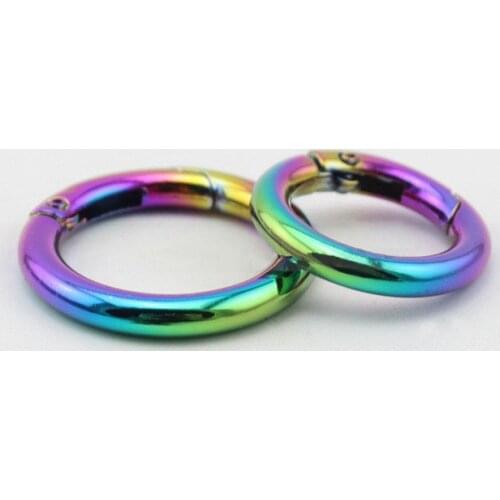 2pcsO Ring Rainbow Keyring hook Round Carabiner Snap Clip Trigger Spring Keyring Buckle,O ring for bags,DIY bag accessories