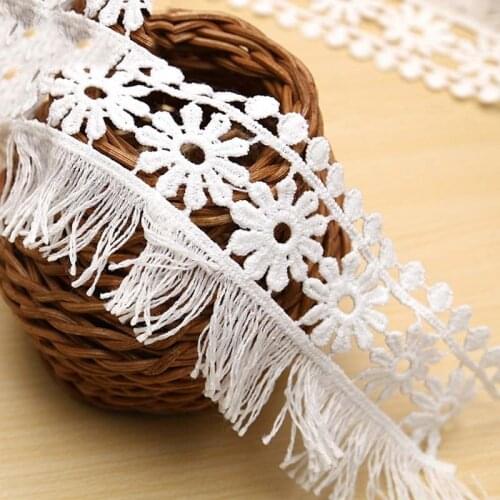30Yards Flower Lace Trim Embroidery Fringe Tassel Ribbon DIY Wedding Sewing Garment Handmade Accessories 6cm Width