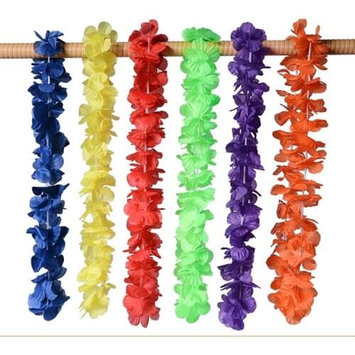 36pcs Hawaiian Necklace Tropical Hawaii Cloth Flower Wreath Halloween Party Decor TS1