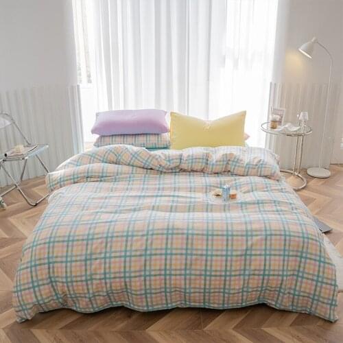 4 Pieces Mashup Style Macarone Color Girl Polyester Microfiber Duvet Cover with Zipper Pillowcases Ultra Soft Simple Style Sheet