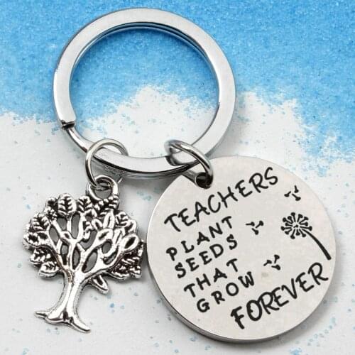 Teacher Keychain Teacher-Plant-Seeds That Grow Forever Keyring Teachers-Day Key-ring Gifts Jewelry coin-shape key chains