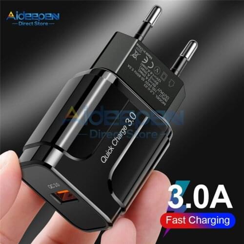 5V 3A 18W QC3.0 USB Quick Charge Wall Mobile Phone Fast Charger Adapter EU/US Plug For iPhone Samsung Xiaomi Huawei