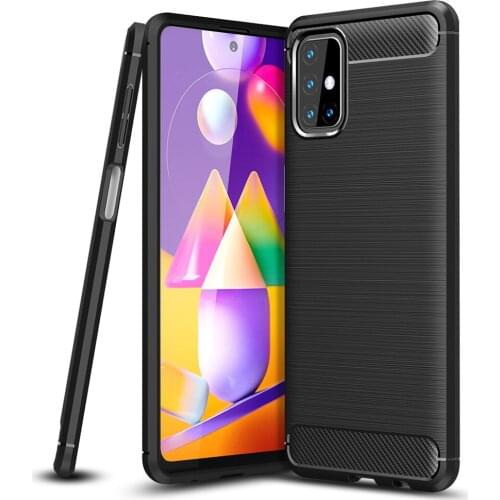 M31S Carbon Fiber Case For Samsung Galaxy M31S Cover TPU Drawing Material Phone Case For Galaxy M31S 360 Full Protective Fundas
