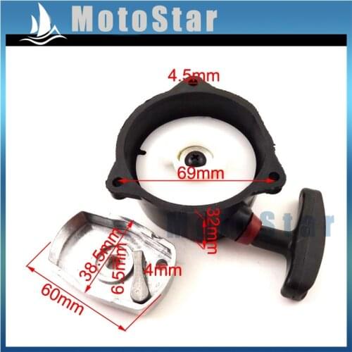 Black Recoil Pull Starter Start With Claw Pawl For Tanaka Paverunner Bladez XL Moby 35cc 2 Stroke Engine Gas Scooter TC-355