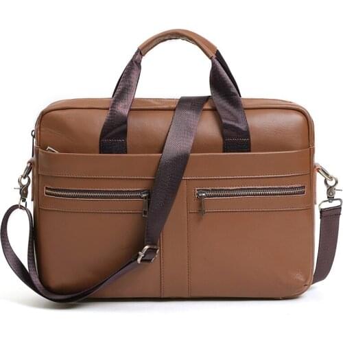 Business Leather Shoulder Laptop Bag Men Bag Mens Briefcase Tote Genuine Leather Men Messenger Bags Travel Laptop Bag