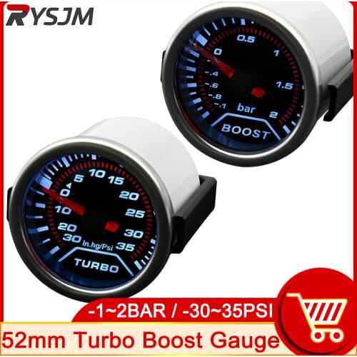 Boost Gauges 52mm Smoke lens manometro turbo gauge boost -30 In.hg~35 Psi Car Gauge Car Meter racing tacometro vacuometro