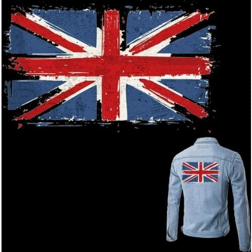 Fine UK Flag T-shirt women Appliques Diy pvc patch biker patches for clothing heat transfer printing clothes for stickers