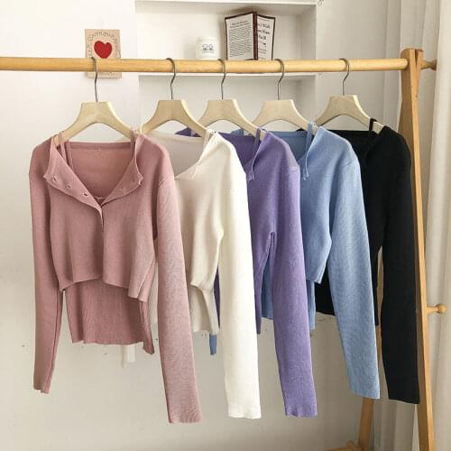 Korean Slim Women 2 Pieces Sets Sexy Tank Top and Outwear Single Breasted Knitted Cardigans Female Suits