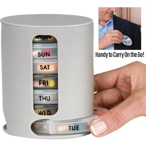 Pill Storage Box Portable Round Pill Case Pill Box Organizer For Medicine 7 Day Travel White Case Holder Weekly Medicine Kit