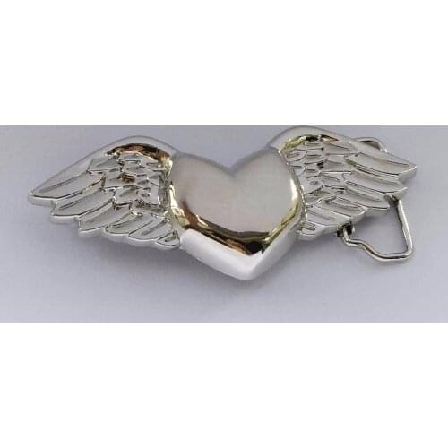 Angel wings With Sliver Heart Belt Buckle Fashion Buckles Jeans Accessories Fit 4cm Wideth Belt