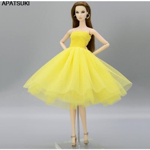 Yellow Summer Dress Short Ballet Dresses For Barbie Doll Clothes Vestidoes Clothes For Barbie Dolls Outfits 1/6 Doll Accessories