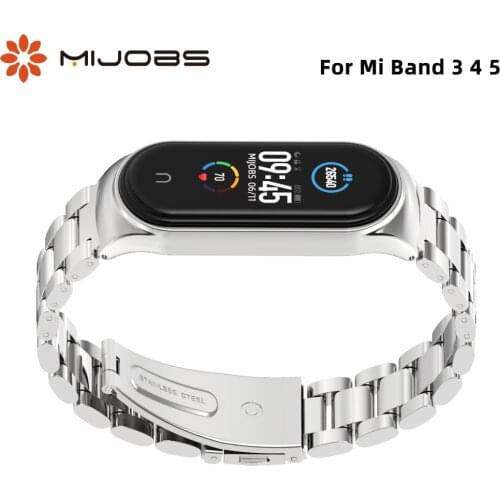 Strap For Xiaomi Mi Band 5 4 3 Global Version NFC Stainless Metal Opaska Correa Band 4 Miband 5 Wristbands Bracelet