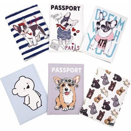 Cute Dog PU Travel Passport Case ID Card Cover Passport Holder Protector Organizer Travel Super Quality Women Men Card Holder