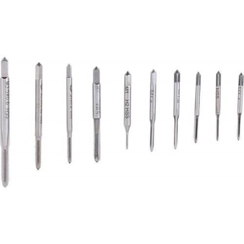 10Pcs HSS M1 M1.2 M1.4 M1.6 M1.7 M1.8 M2 M2.5 M3 M3.5 Mini Tap Drill Bit Machine Metric Thread Tap Set Screw Tap