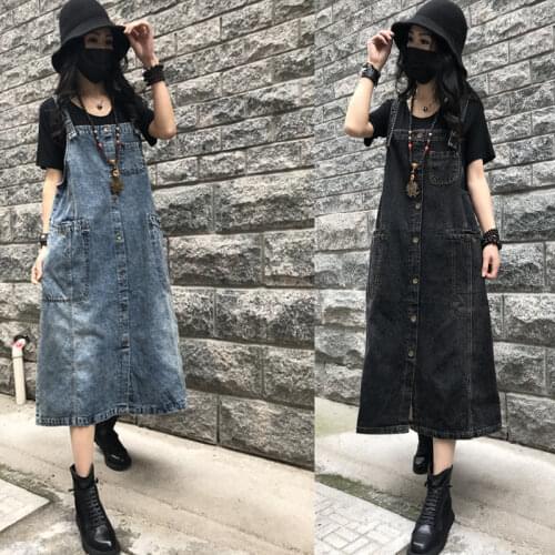 New womens dresses denim fabric suspenders dresses women clothing summer/autumn clothing european jeans dress