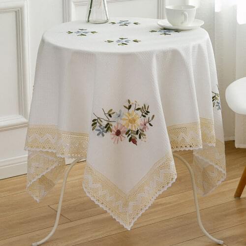 Pastoral Embroidery Tablecloth Rectangular Cotton Linen Table Cover Round Table Cloth for Wedding Party Decor Dinning Tablecloth