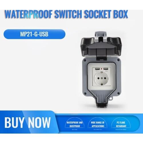 Waterproof switch wall plug protection box CE certified splash-proof single and double wall socket with USB port