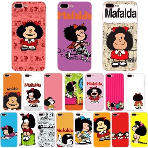 Cartoon Mafalda Silicone fitted Case For iphone cover x xr xs max Coque 7 6s 6 8 plus 5 5s se phone shell lovely Girl Pattern