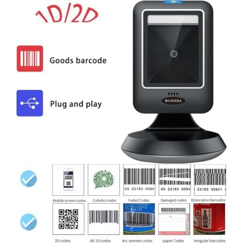 1D 2D Platform Scanner 2D Handfree Barcode 2D Scanner Desktop Barcode Reader Wired USB 2D Bar code Scanner QR Code PDF417 Code