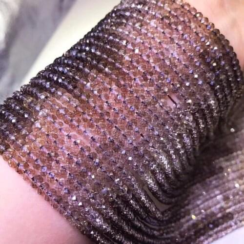 Loose beads Gradient color Smoky Quartz roundelle Faceted 2*4mm for DIY jewelry making loose beads FPPJ wholesale nature