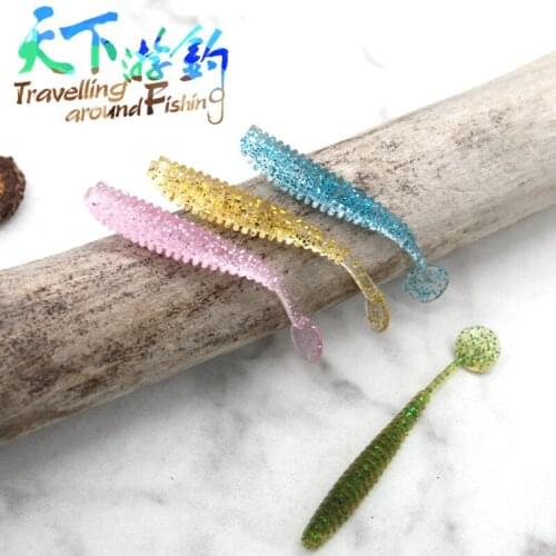 TAF ROCKFISH Soft Bait 60Pcs 4.3cm 0.4g Worm Fishing Lure Peche Swimbait Saltwater Artificial Bait Fishing Wobblers Pesca Lure