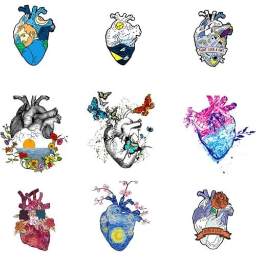 Punk/Heart Sticker Heat Transfer Iron On Transfers Patches For T-Shirts Stickers Heat Transfer Vinyl For Clothing Applique DIY