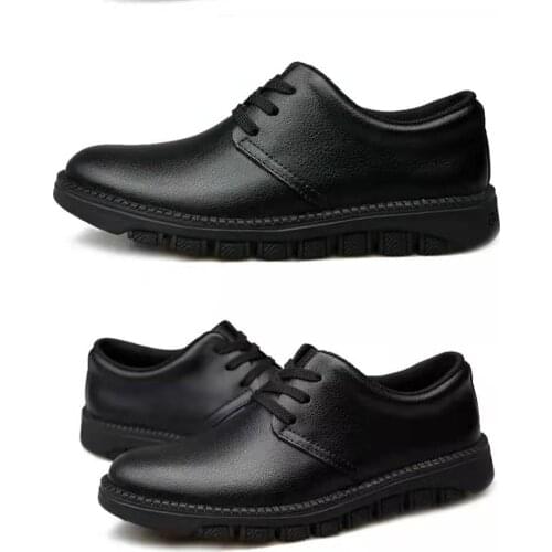 Spring Autumn Mens Thick Sole Leather Large Size Flat Sole Lace Up Casual Leather Shoes Soft Sole Breathable Driving Shoe 36-46