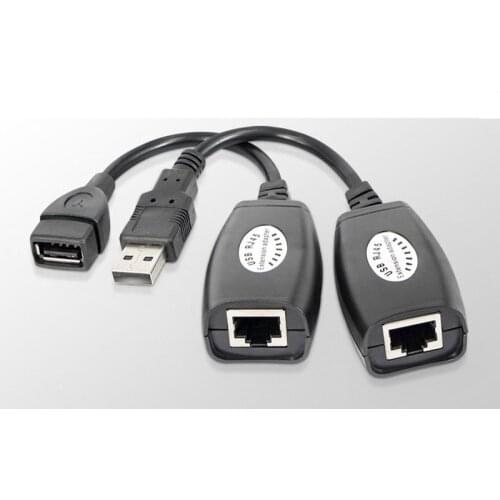 USB 2.0 Extension Extender Adapter male & Female Up To 150ft Using CAT5/CAT5E/6 RJ45 Lan Network Ethernet Repeater Cable