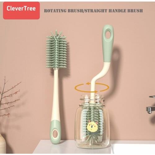 360 Degree Rotating Cartoon Silicone Baby Bottle Brush Pacifier Brush Baby Washing Bottle Water Cup Container Cleaning Brush Set