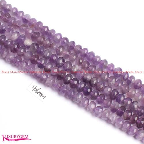 High Quality Wholesale 4x6mm Natural Color Amethyst Stone Faceted Washer Shape Gems Loose Beads Strand 15" Jewelry Making w4367