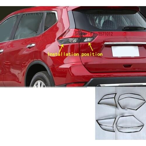 Car Rear Tail Back Light Lamp Detector Frame Stick ABS Cover Trim 4pcs For Nissan X-Trail XTrail T32/Rogue 2017 2018 2019 2020