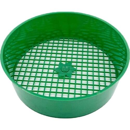 Green Round Garden Sieve Plastic Riddle Stone Sand Seedling Mesh Sieve Garden Tools for Compost Soil Stone Mesh Garden Tool