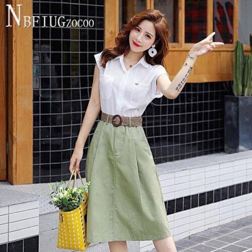 2020 Summer Blouse And Skirt Women Sets 2 Style Can Choose Female Sets